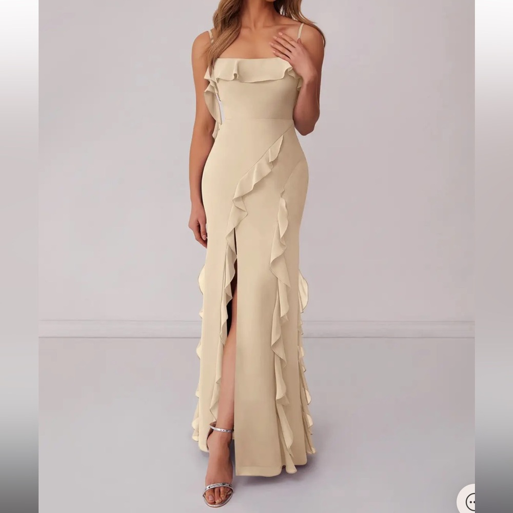 Chiffon Ruffle Column Bridesmaid Dress